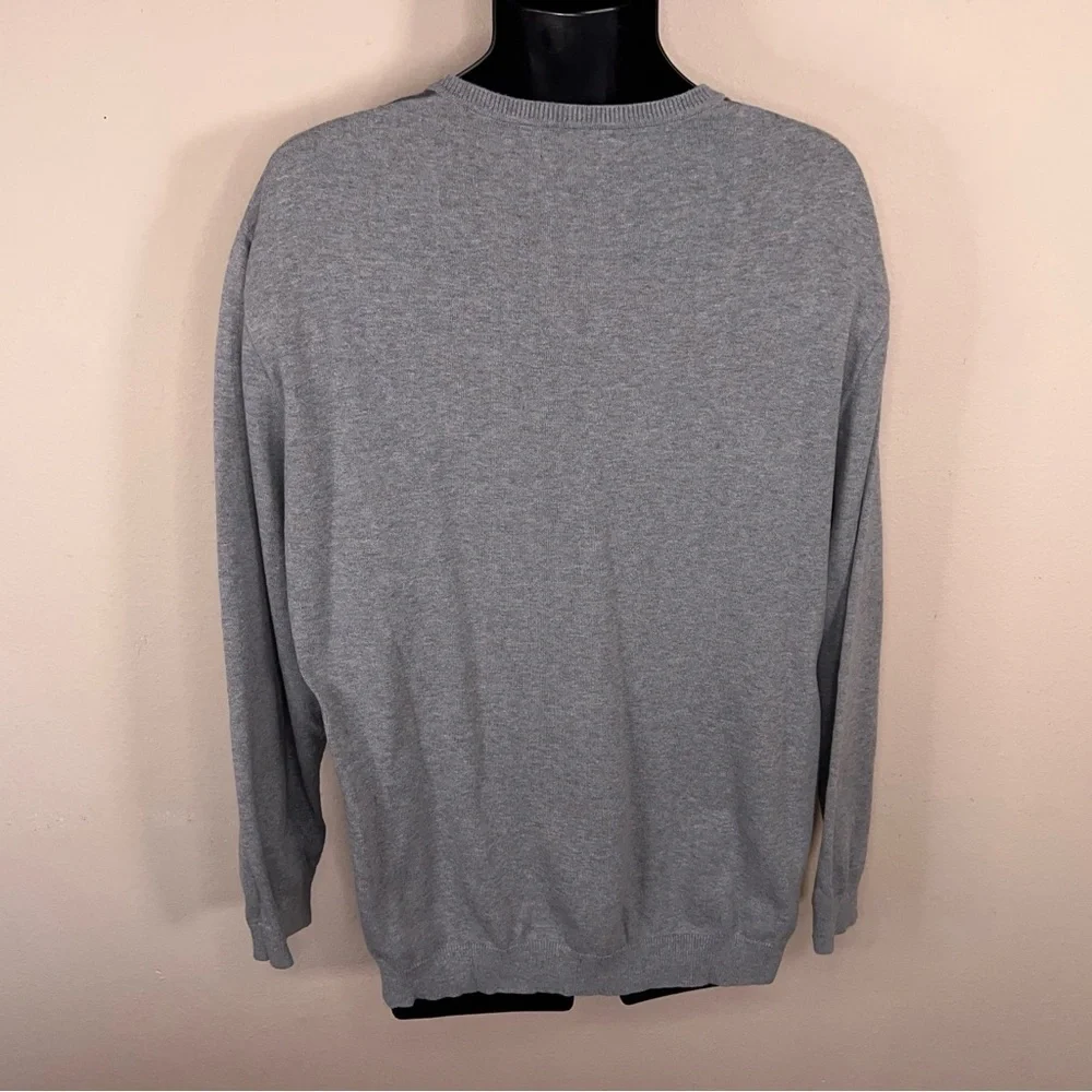 XL Liz Claiborne Grey Argyle Sweater  Vneck Academia Long Sleeve Knit